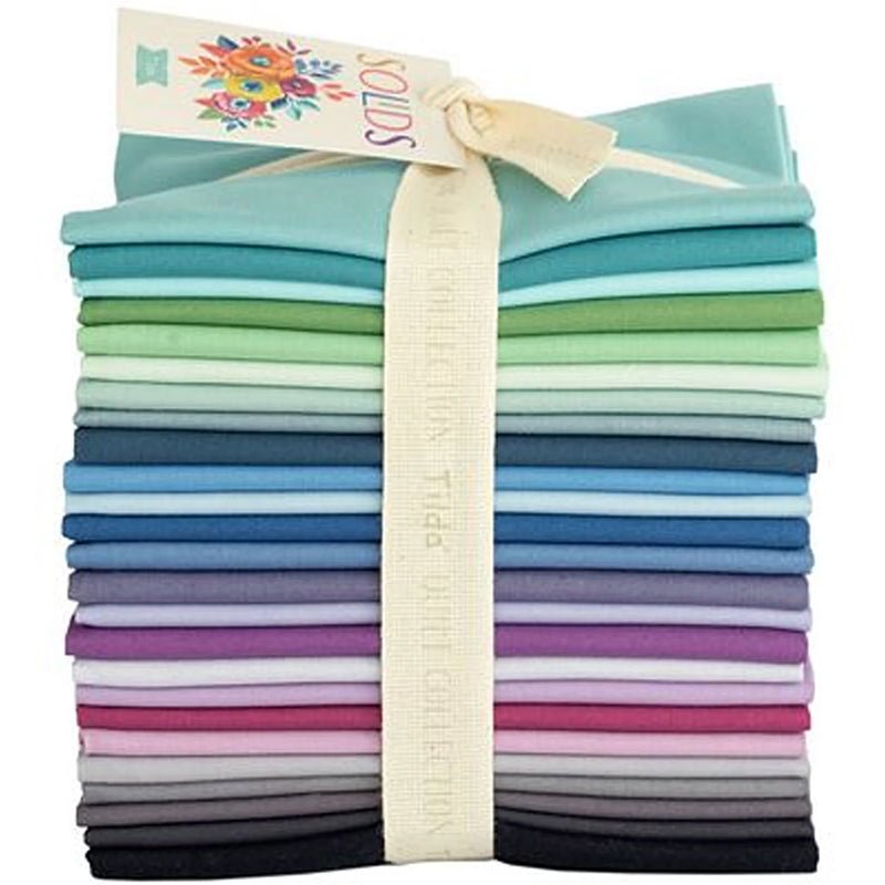 Tilda Solids Fat Quarter Bundle Cool 25pc - Tilda Fabrics from Fort Worth Fabric Studio