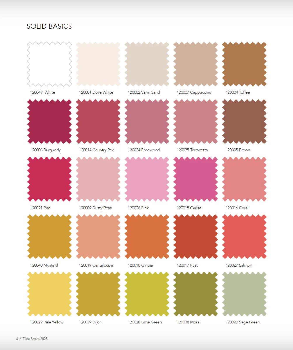 Tilda Solids Fat Quarter Bundle Warm 25pc - Tilda Fabrics from Fort Worth Fabric Studio