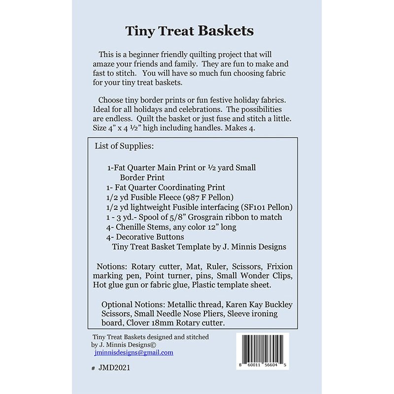 Tiny Treat Baskets Pattern by J. Minnis Designs - J. Minnis Designs from Fort Worth Fabric Studio