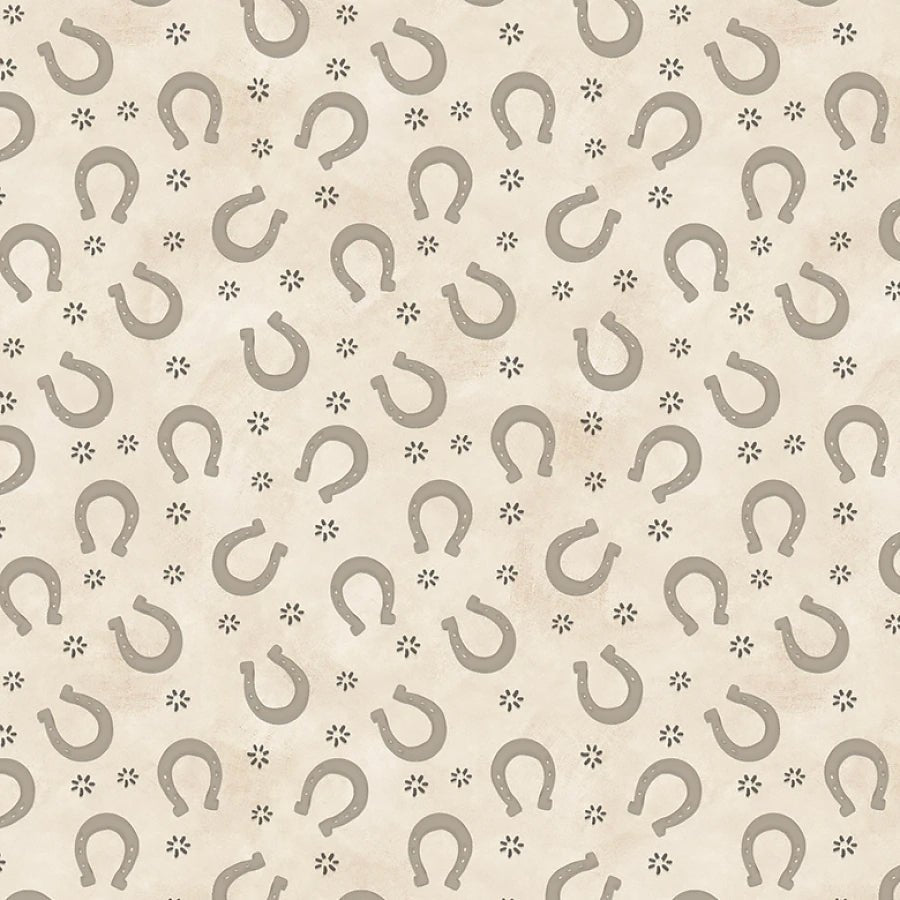Tiny Trots Horseshoes Cream - Henry Glass from Fort Worth Fabric Studio