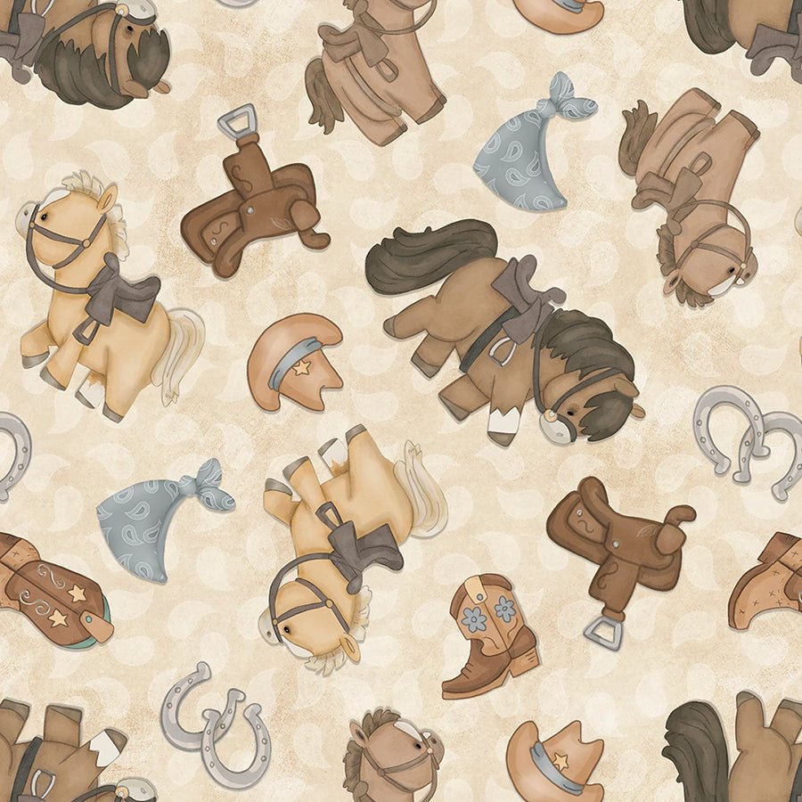 Tiny Trots Ponies & Accessories Beige - Henry Glass from Fort Worth Fabric Studio