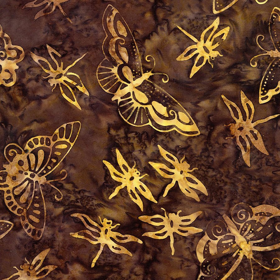 Tonga Hayride Batiks Butterflies & Dragonflies Chestnut - Timeless Treasures from Fort Worth Fabric Studio