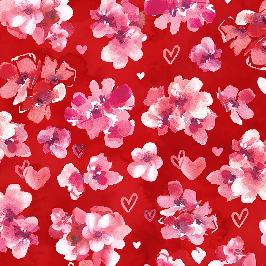 True Love Blooms Red - 3 Wishes Fabric from Fort Worth Fabric Studio
