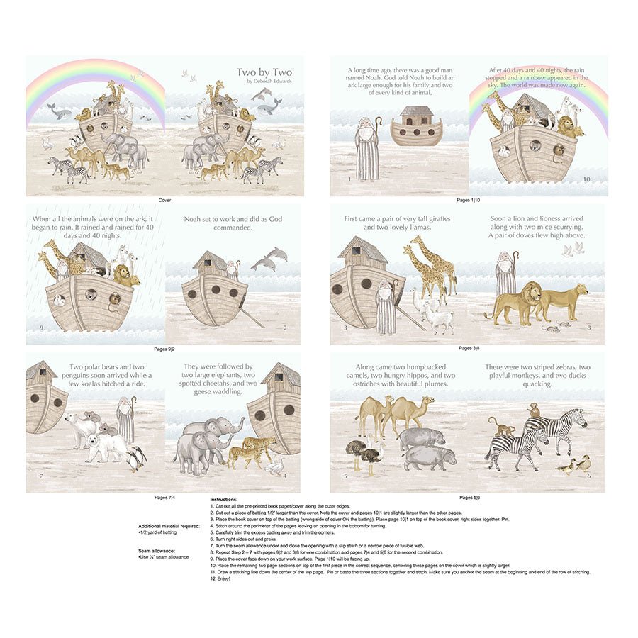 Two by Two 36" Book Panel Cream Multi - Northcott from Fort Worth Fabric Studio