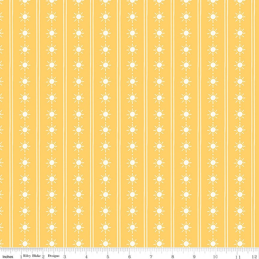 Two by Two Happy Rays Yellow - Riley Blake from Fort Worth Fabric Studio