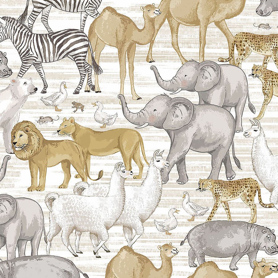 Two by Two Large Animals Cream Multi - Northcott from Fort Worth Fabric Studio