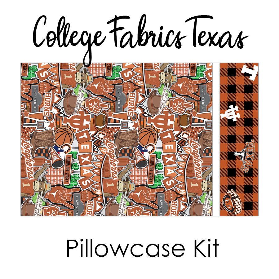 University of Texas Longhorns Pillowcase Kit from FWFS - Fort Worth Fabric Studio from Fort Worth Fabric Studio
