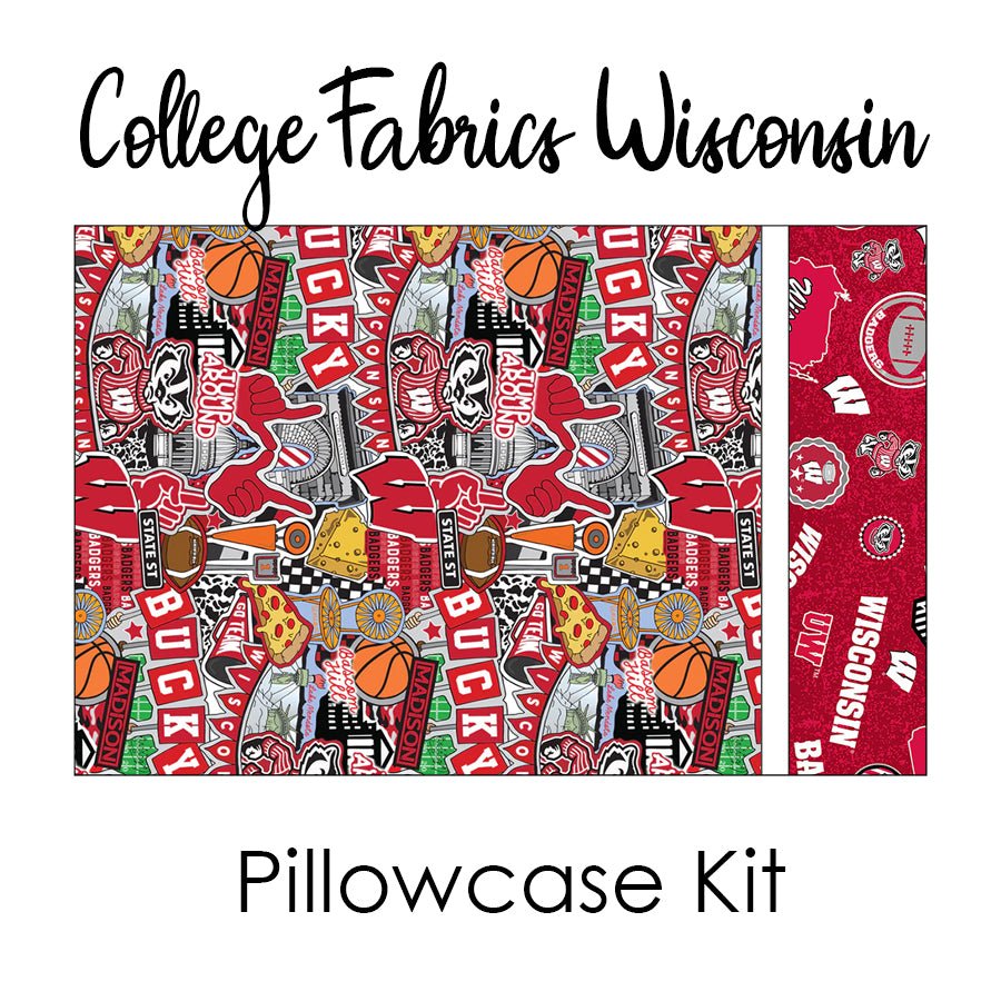 University of Wisconsin Bucky Badger Pillowcase Kit from FWFS - Fort Worth Fabric Studio from Fort Worth Fabric Studio