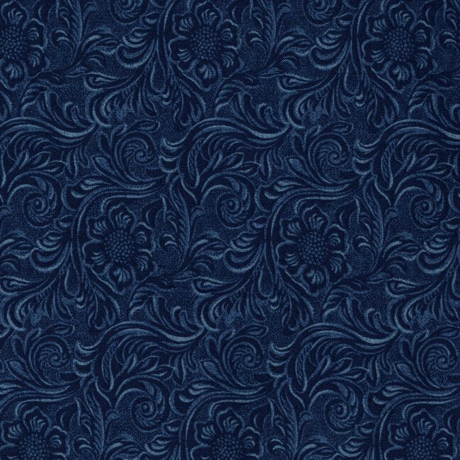 Western Basics Tooled Leather Denim - Moda from Fort Worth Fabric Studio