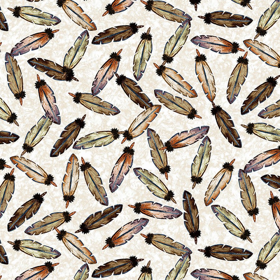 Western View Feathers Beige - Henry Glass from Fort Worth Fabric Studio