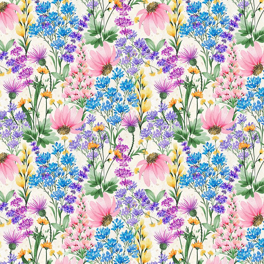 Wildflower Meadow Packed Floral Cream - Wilmington Prints from Fort Worth Fabric Studio