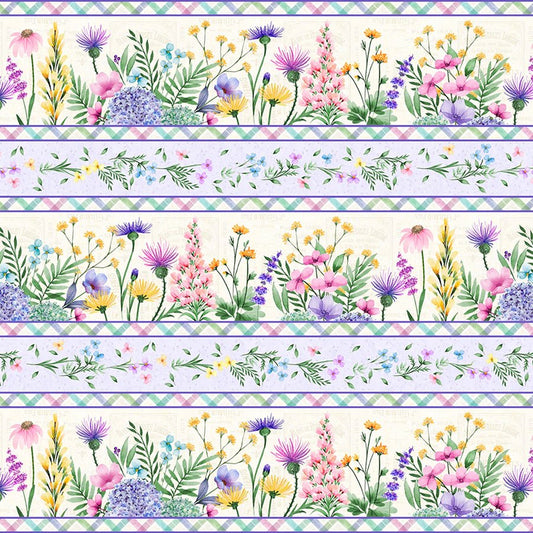Wildflower Meadow Repeating Stripes Multi - Wilmington Prints from Fort Worth Fabric Studio