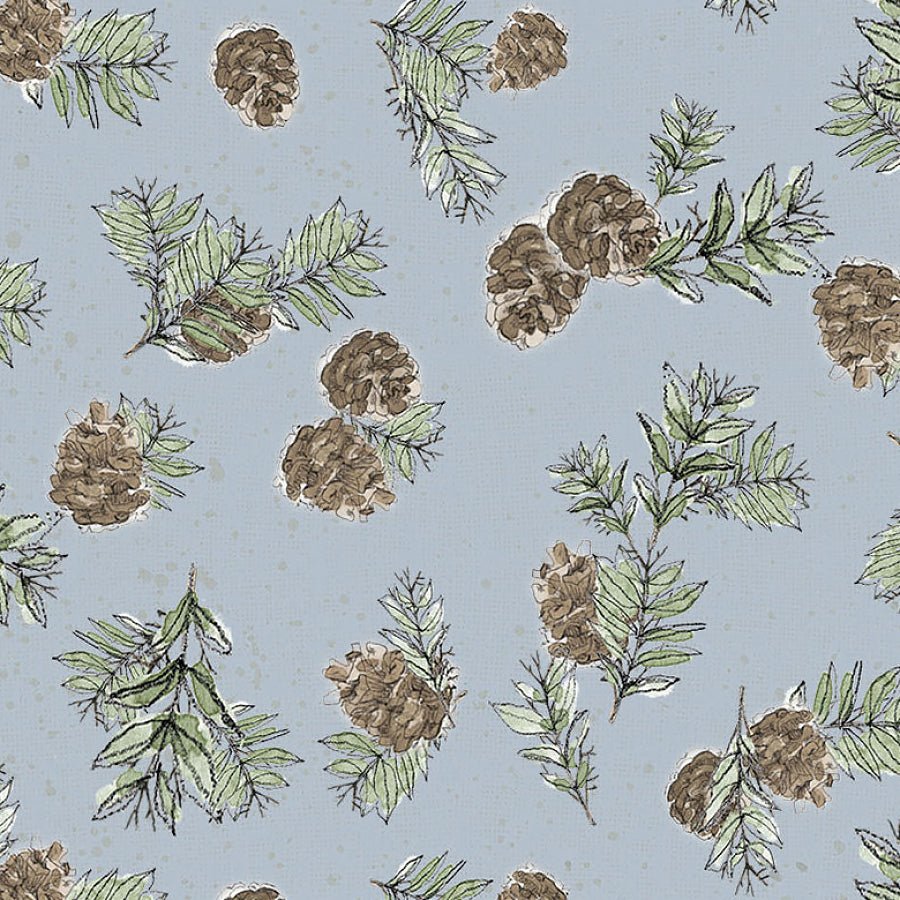 Wildwood Pine Cones Slate - Clothworks from Fort Worth Fabric Studio