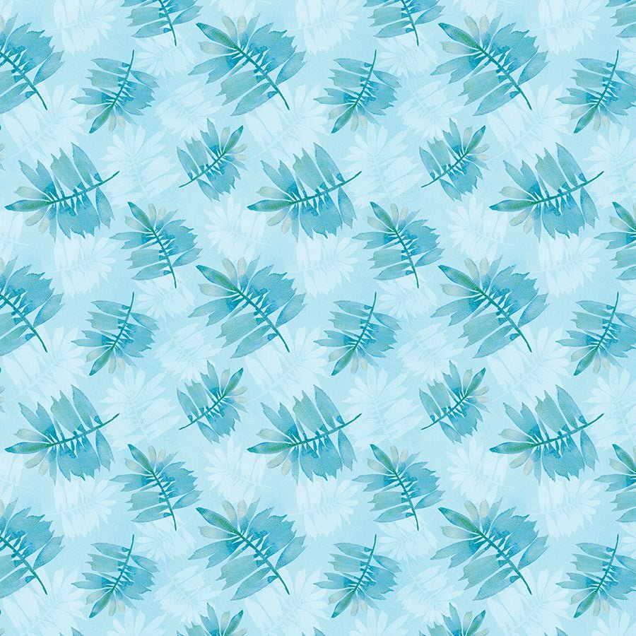Wilmington Underwater Wonders Leaf Toss Light Blue1 Yard Cut - Wilmington Prints from Fort Worth Fabric Studio