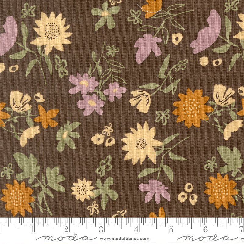 Windfall Florals & Petals Coffee - Moda from Fort Worth Fabric Studio