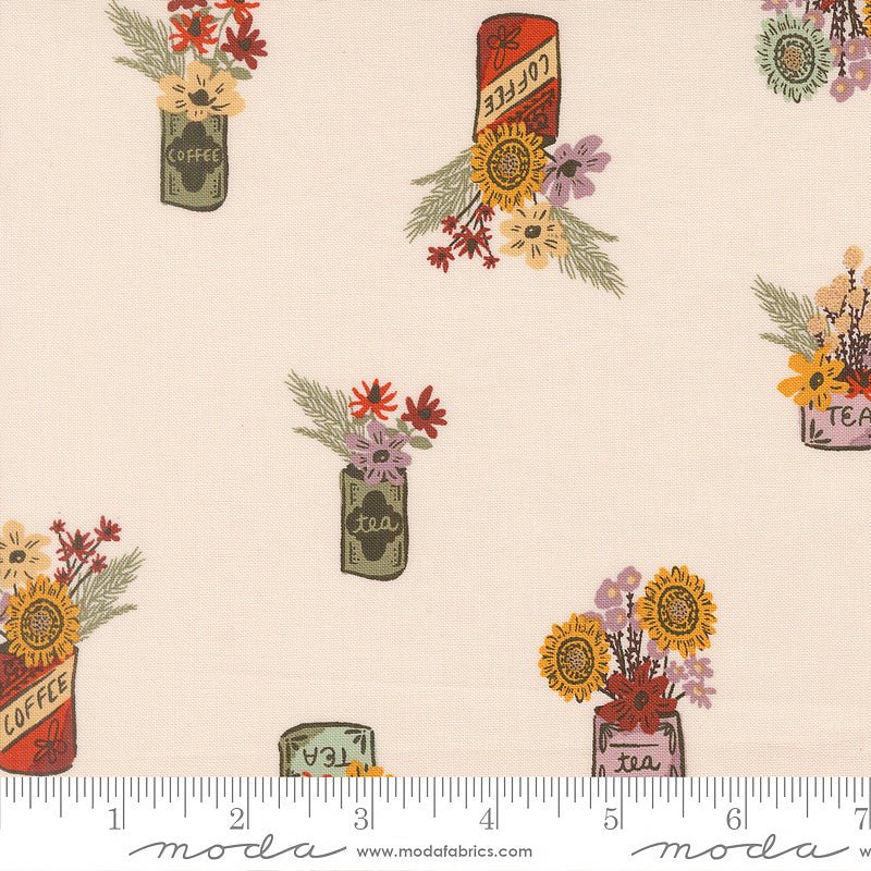 Windfall Flower Jars Eggshell - Moda from Fort Worth Fabric Studio