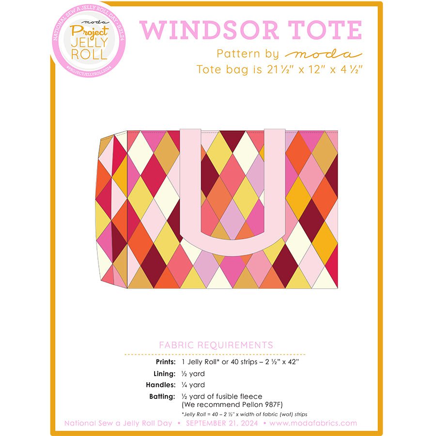 Windsor Tote Jelly Roll Pattern by Moda Free PDF - Moda from Fort Worth Fabric Studio