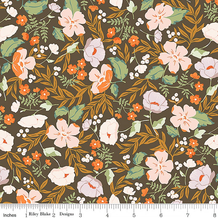 Winged Medley Boho Blooms Brown - Riley Blake from Fort Worth Fabric Studio