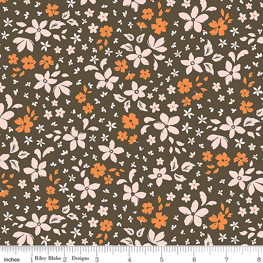 Winged Medley Petals Brown - Riley Blake from Fort Worth Fabric Studio