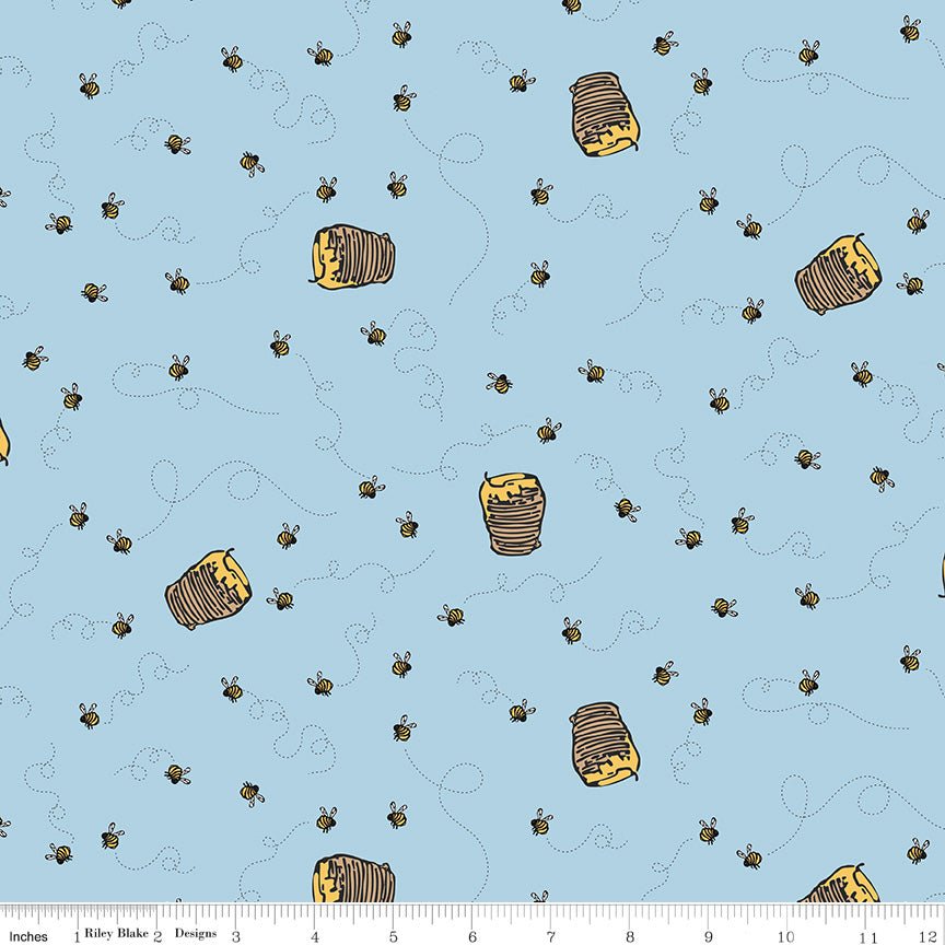 Winnie the Pooh Bees Blue - Riley Blake from Fort Worth Fabric Studio