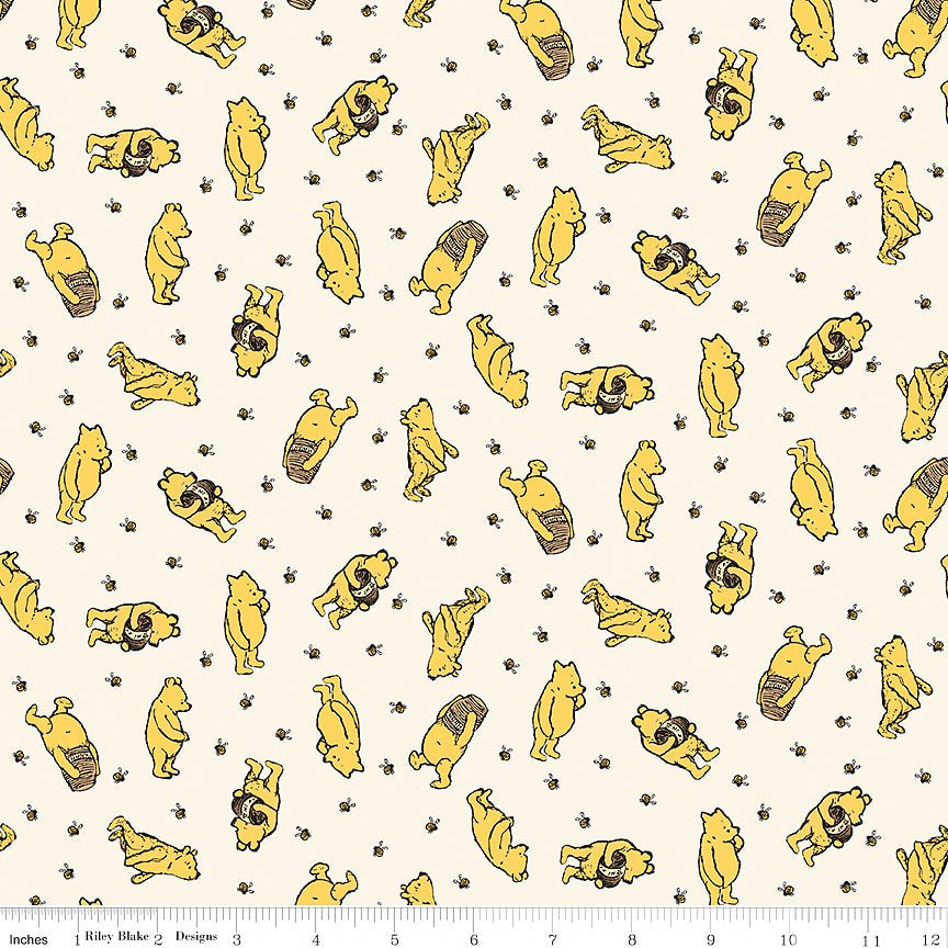 Winnie the Pooh Flannel Bear Toss Cream - Riley Blake from Fort Worth Fabric Studio