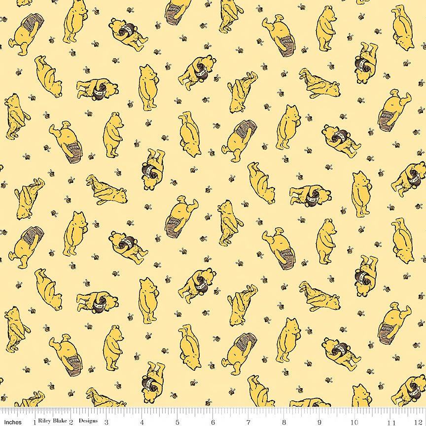 Winnie the Pooh Flannel Bear Toss Sunshine - Riley Blake from Fort Worth Fabric Studio