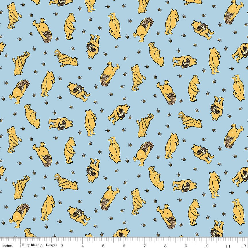 Winnie the Pooh Toss Blue - Riley Blake from Fort Worth Fabric Studio