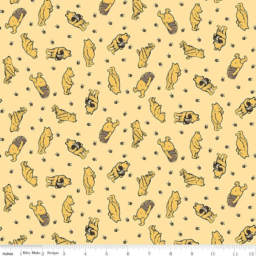 Winnie the Pooh Toss Sunshine – Remnant 32″ × 44″ - Riley Blake from Fort Worth Fabric Studio