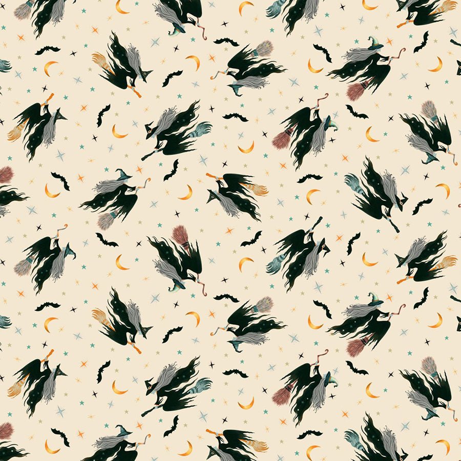 Witchy Wicked Witches Flying Cream - Blank Quilting from Fort Worth Fabric Studio