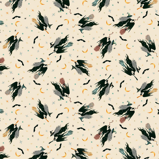 Witchy Wicked Witches Flying Cream - Blank Quilting from Fort Worth Fabric Studio