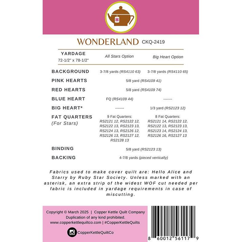 Wonderland Quilt Pattern by Copper Kettle Quilts - Copper Kettle Quilts from Fort Worth Fabric Studio