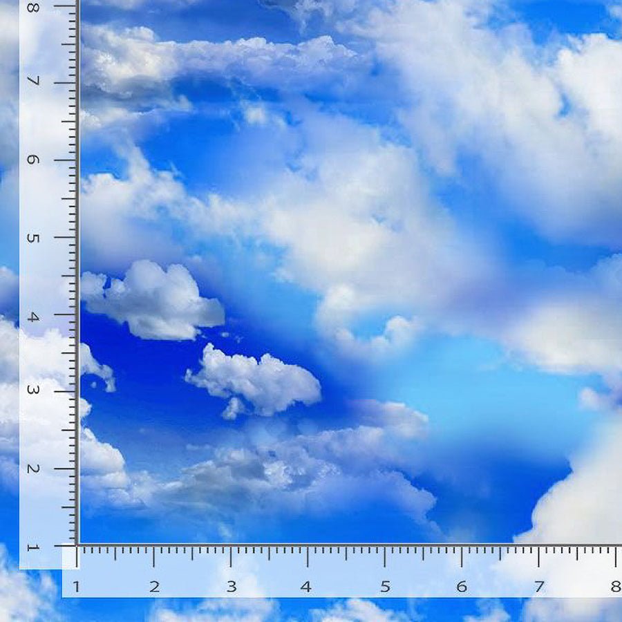108" Wide Quilt Backing Clouds in a Bright Sky Blue - Timeless Treasures from Fort Worth Fabric Studio
