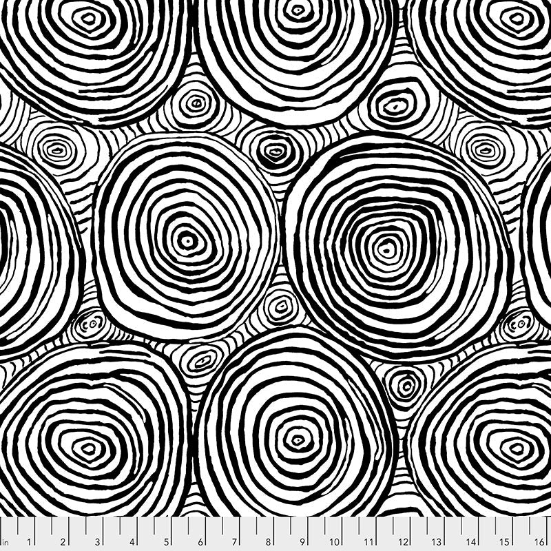 108" Wide Quilt Backing Kaffe Fassett Collective Onion Rings Black from Free Spirit 3 YARD CUT - Free Spirit from Fort Worth Fabric Studio