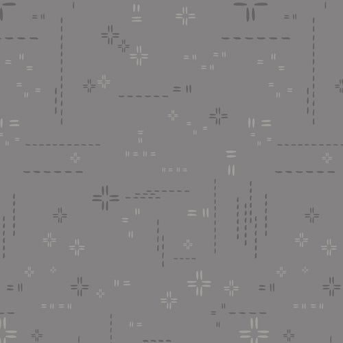 Decostitch Granite cotton fabric by Art Gallery Fabrics with a subtle stitched texture on a granite gray background