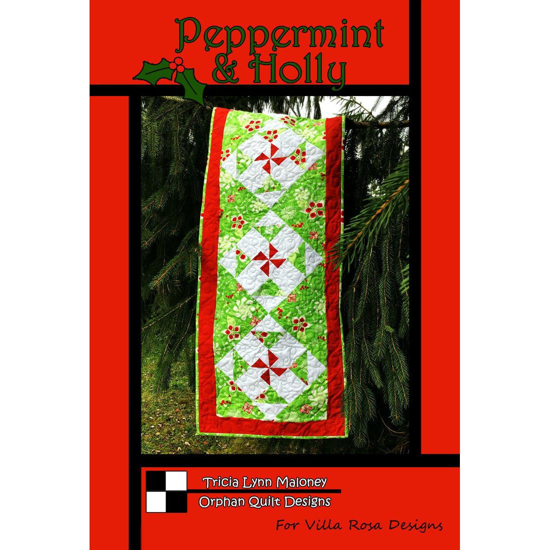 Peppermint & Holly Table Runner Pattern PDF Download - Villa Rosa Designs from Fort Worth Fabric Studio