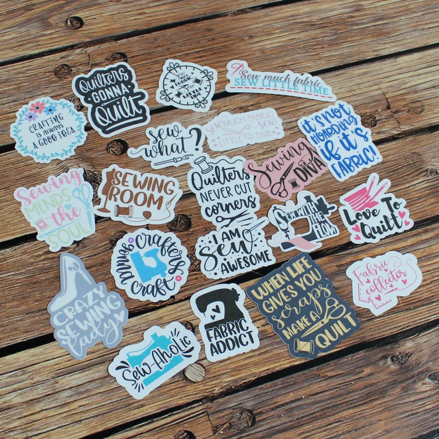 Sewing Theme Stickers Pack of 20 - Ohana Original Crafts from Fort Worth Fabric Studio