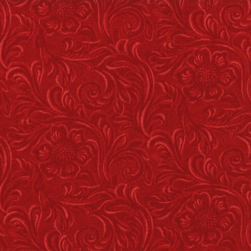 Western Basics Tooled Leather Red Yardage by Moda