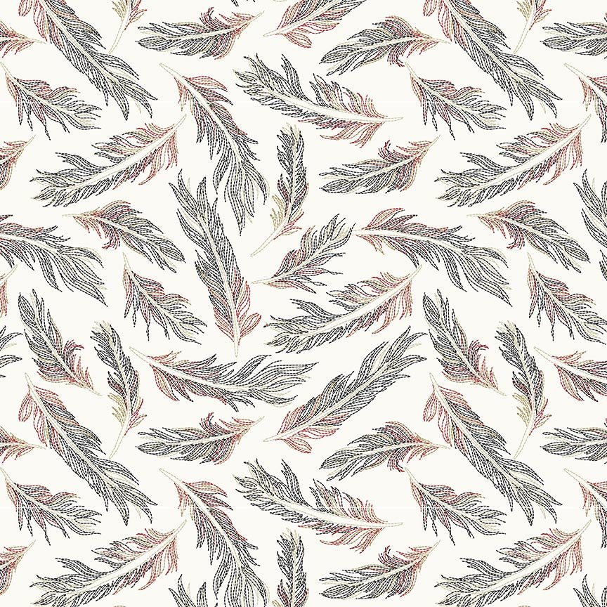 Zooming Chickens Stitched Feathers Off - White - Studio E from Fort Worth Fabric Studio